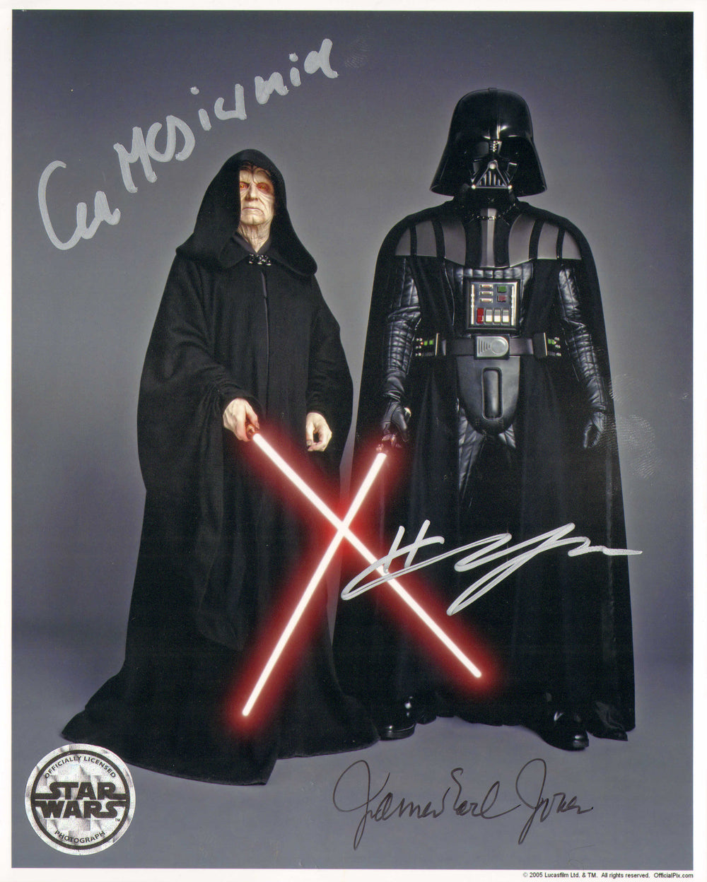 James Earl Jones & Hayden Christensen as Darth Vader with Ian McDiarmid as Emperor Palpatine in Star Wars Episode III: Revenge of the Sith (Official Pix) Signed 8x10 Photo