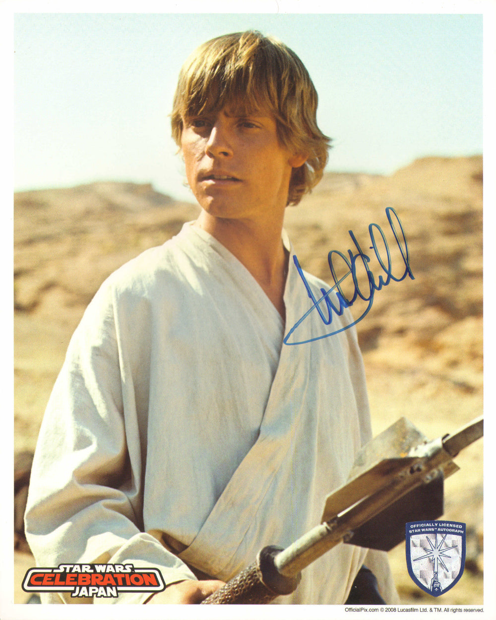 Mark Hamill as Luke Skywalker in Star Wars: A New Hope (Official Pix Lightsaber Shield) Signed 8x10 Photo