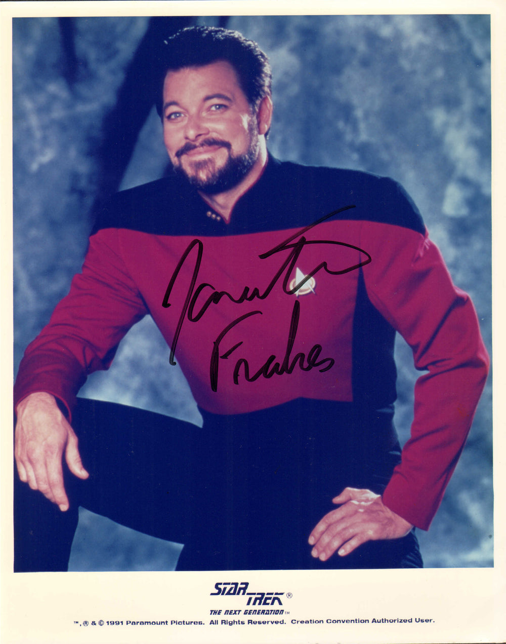 Jonathan Frakes as Captain William T. Riker in Star Trek: The Next Generation Signed 8x10 Photo