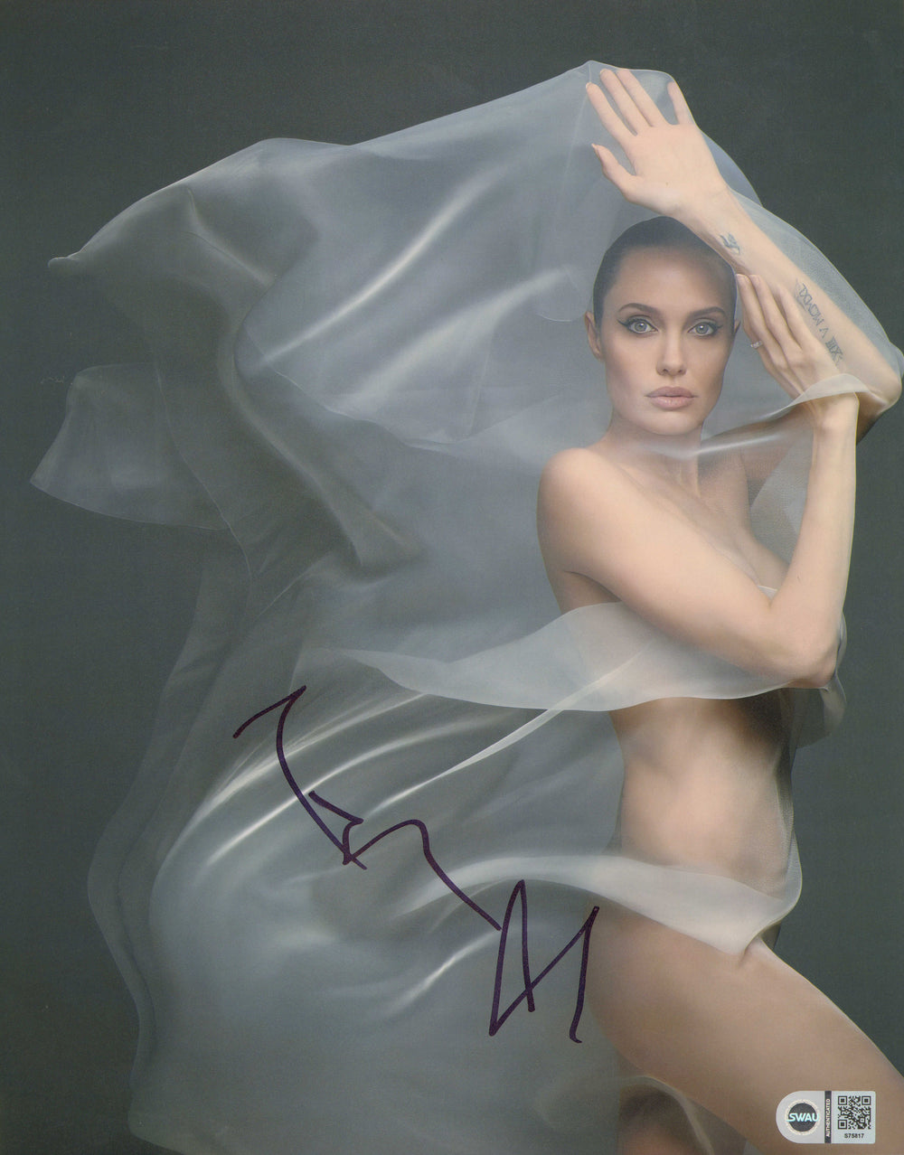 Angelina Jolie from Tomb Raider, Mr. & Mrs. Smith, The Eternals, & Maleficent Sexy Near Nude (SWAU) Signed 11x14 Photo