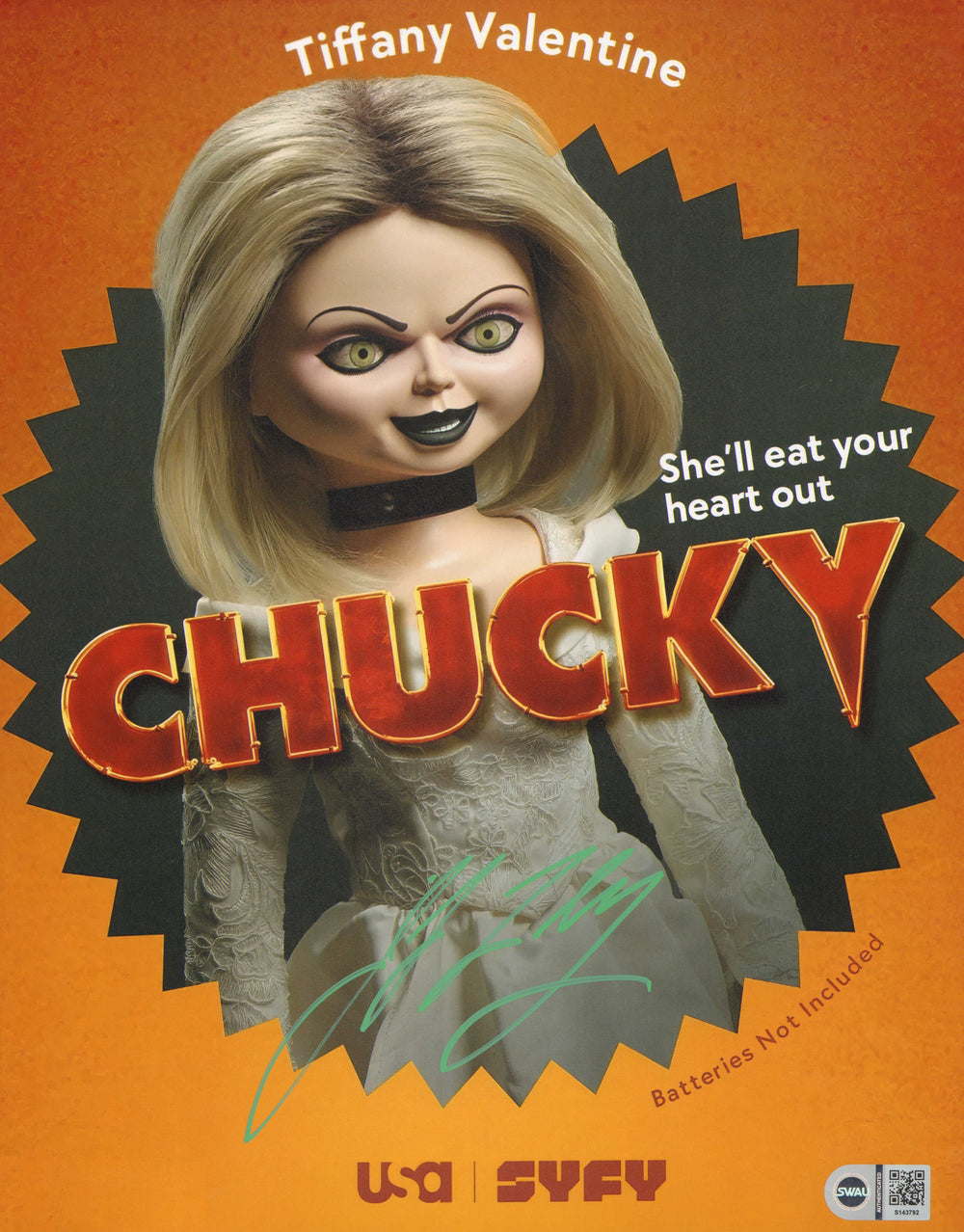 Jennifer Tilly as The Voice of Tiffany Valentine in Chucky (SWAU) Signed 11x14 Photo