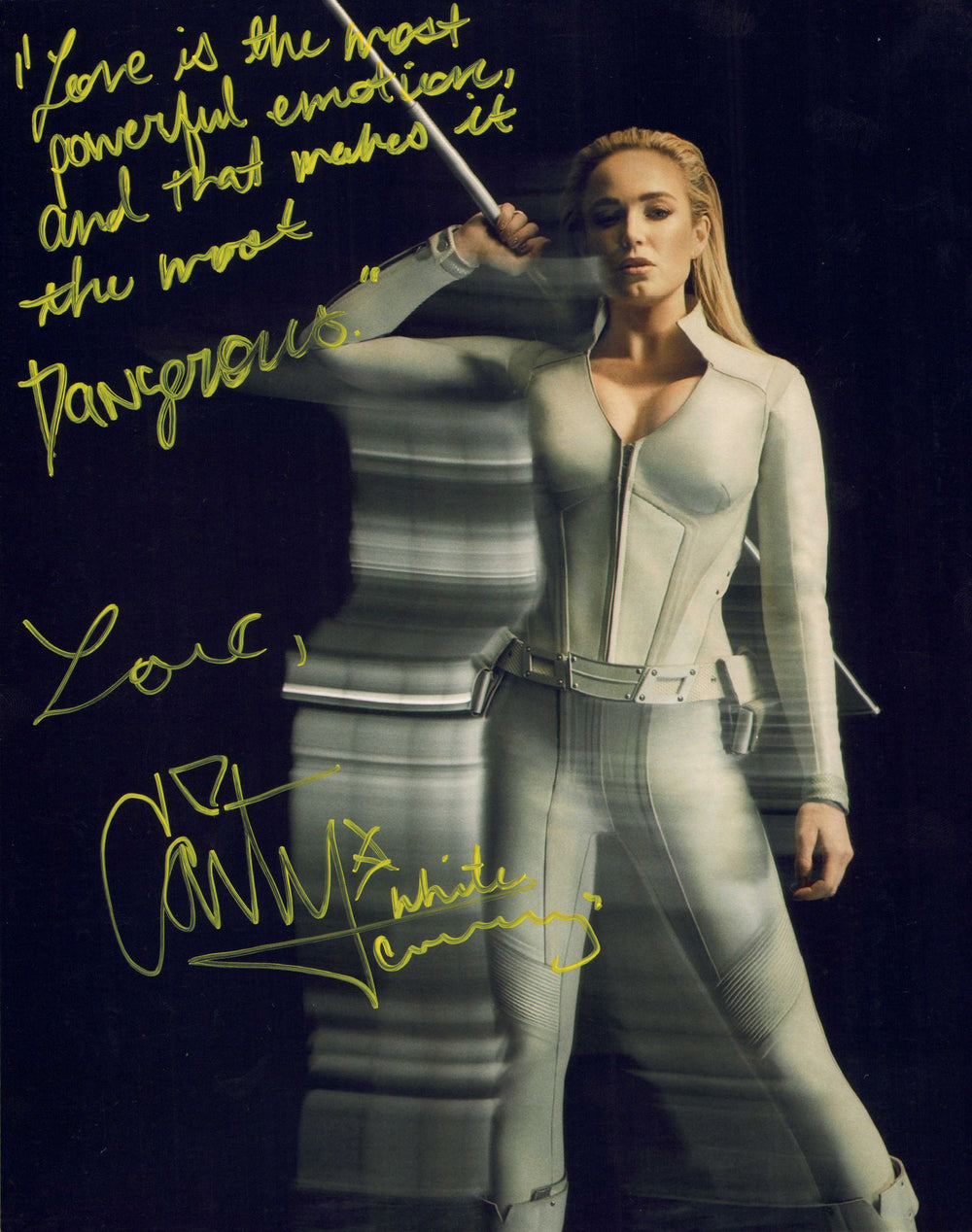 Caity Lotz as White Canary / Sara Lance / The Canary in Arrow & Legends of Tomorrow Signed 8x10 Photo with Character Name & Quote