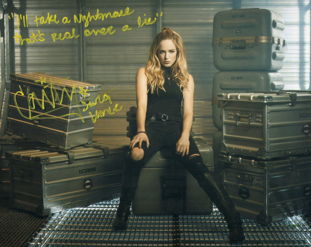 Caity Lotz as Sara Lance / White Canary / The Canary in Arrow & Legends of Tomorrow Signed 8x10 Photo with Character Name & Quote