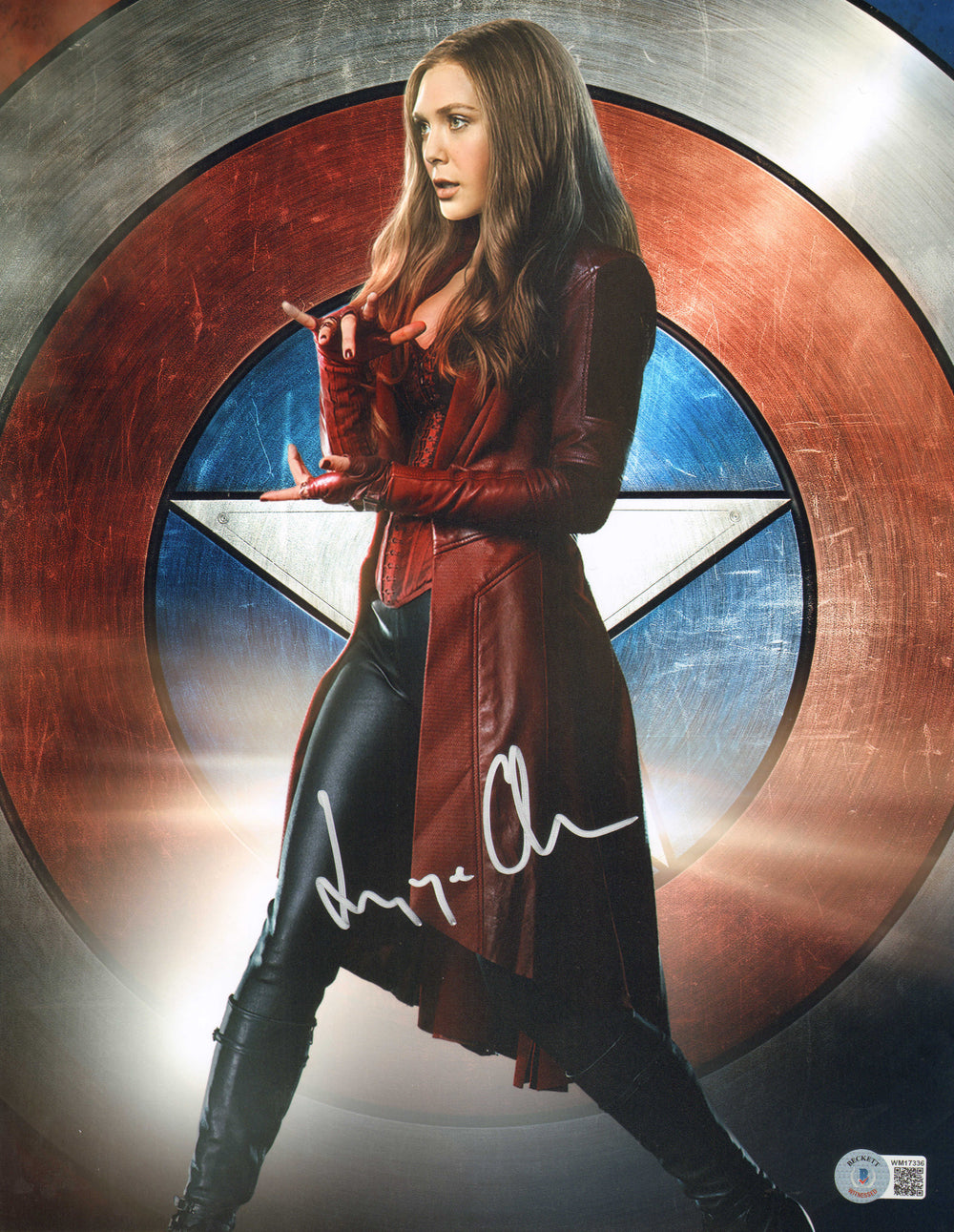 Elizabeth Olsen as Scarlet Witch in Captain America: Civil War (Beckett) Signed 11x14 Photo