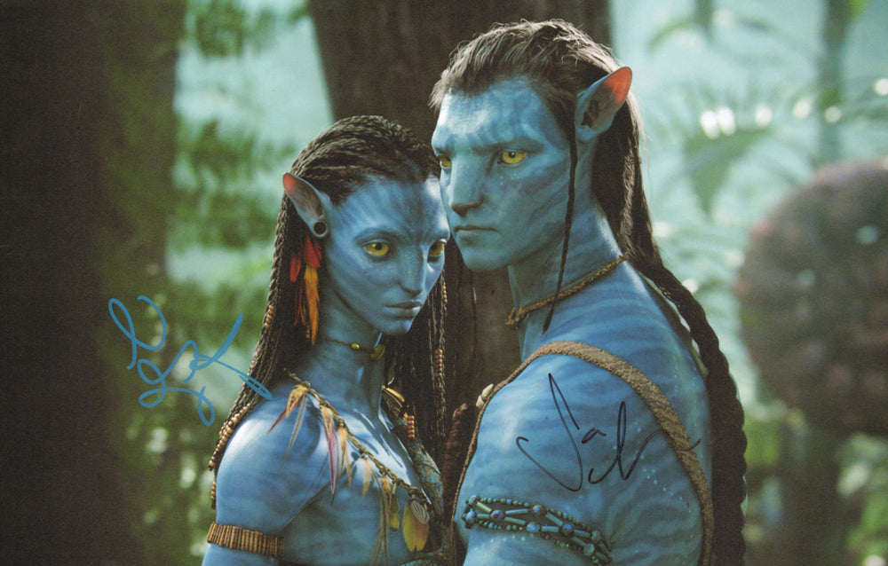 Zoe Saldaña as Neytiri & Sam Worthington as Jake Sully in James Cameron's Avatar Signed 11x17 Photo