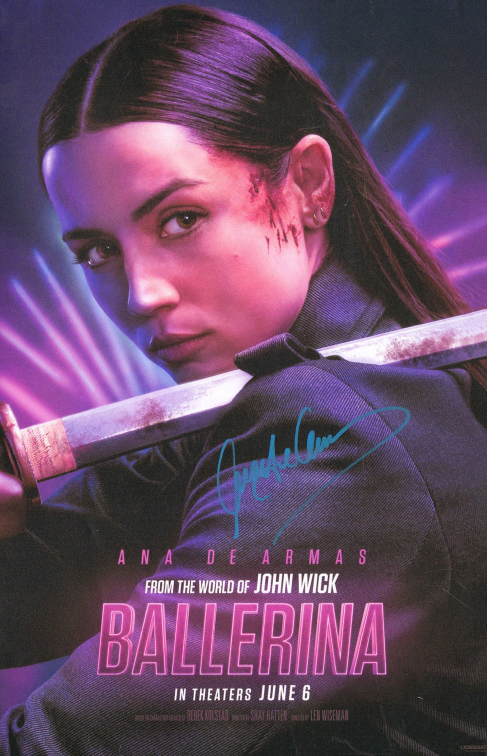 Ana De Armas as Eva Macarro in From the World of John Wick: Ballerina Signed 11x17 Mini Poster