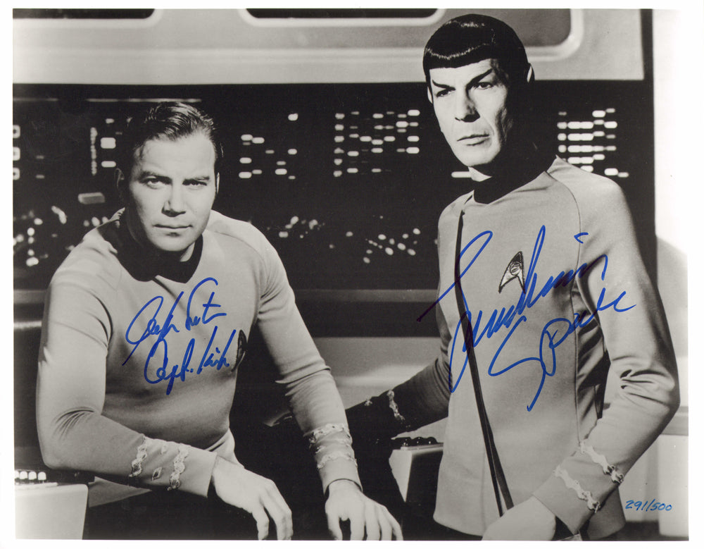 William Shatner as Captain Kirk and Leonard Nimoy as Spock in Star Trek: The Original Series Signed 11x14 Photo #291/500 with Character Names