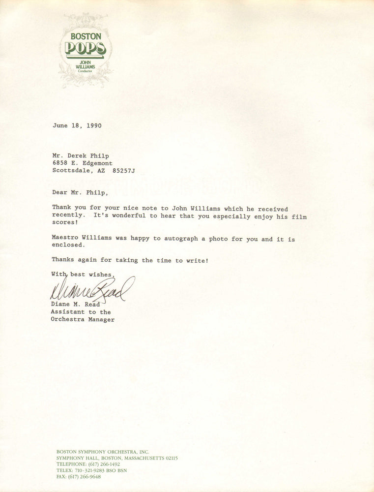 
                  
                    John Williams Composer of Star Wars, Indiana Jones, Superman, Harry Potter, Jurassic Park, Jaws, & More Signed 8x10 Photo with Boston Pops Letter of Provenance
                  
                