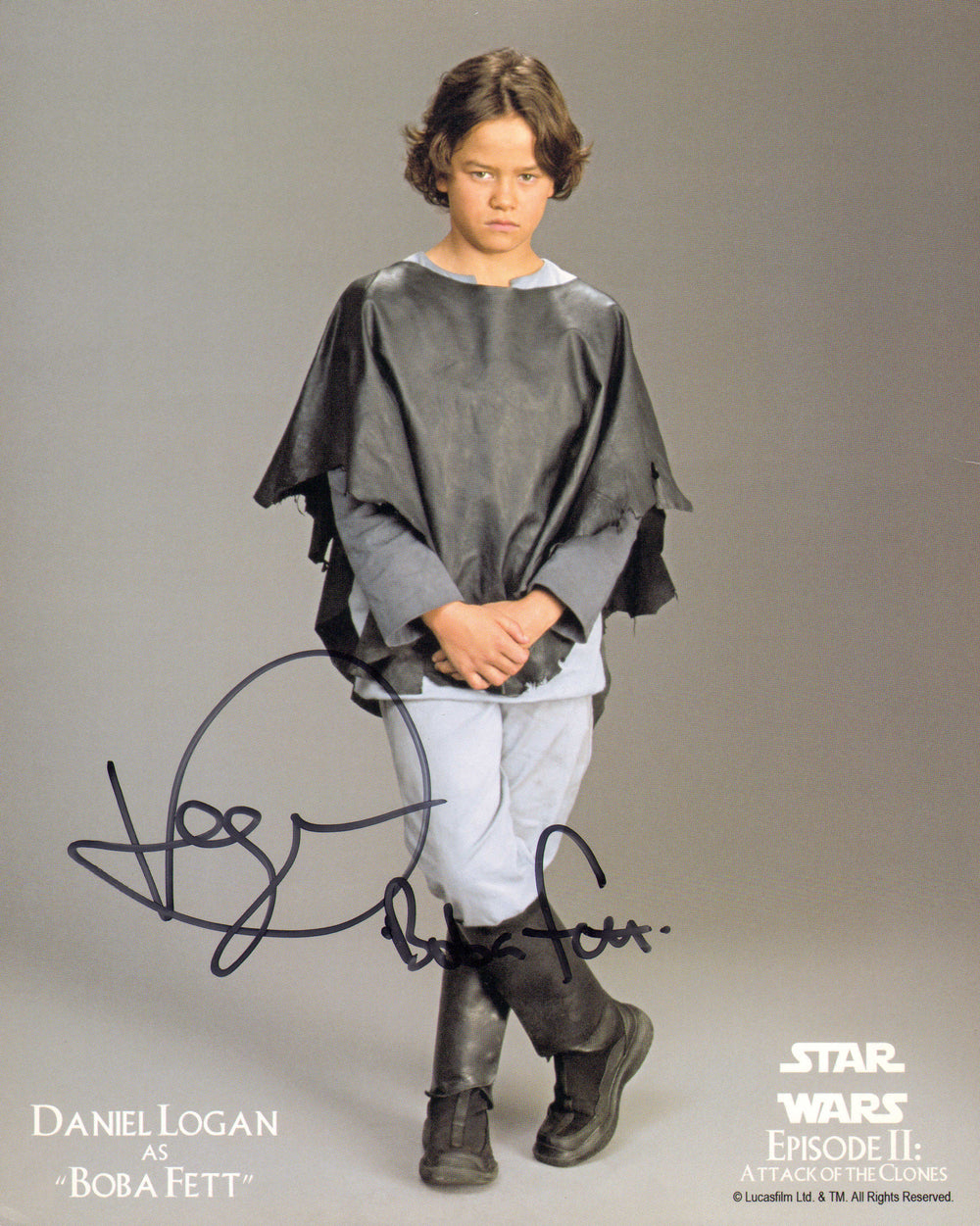 Daniel Logan as Young Boba Fett in Star Wars Episode II: Attack of the Clones Signed 8x10 Photo with Character Name