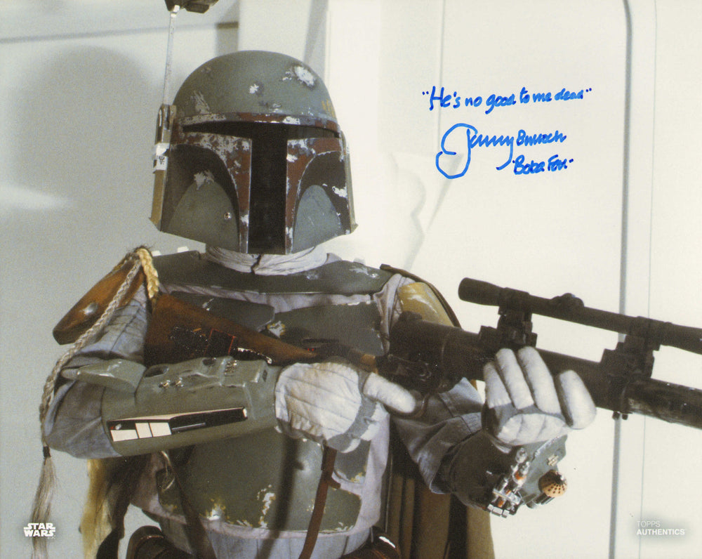Jeremy Bulloch as Boba Fett in Star Wars: The Empire Strikes Back Signed 8x10 Photo with Charater Name & Quote