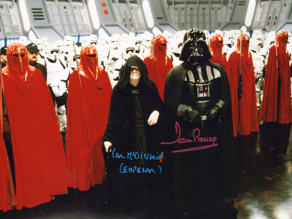 Ian McDiarmid as Emperor Palpatine & Dave Prowse as Darth Vader in Star Wars: Return of the Jedi Signed 12x16 Photo with Character Name