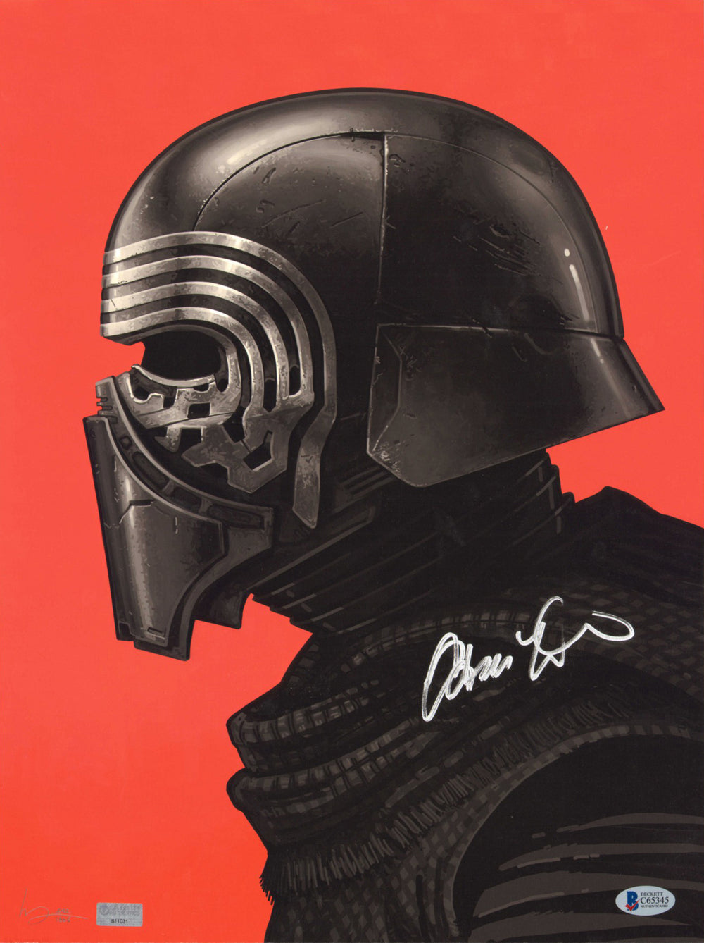 Adam Driver as Kylo Ren in Star Wars: The Force Awakens (Beckett / Celebrity Authentics) Signed 12x16 Art Print #243/1665