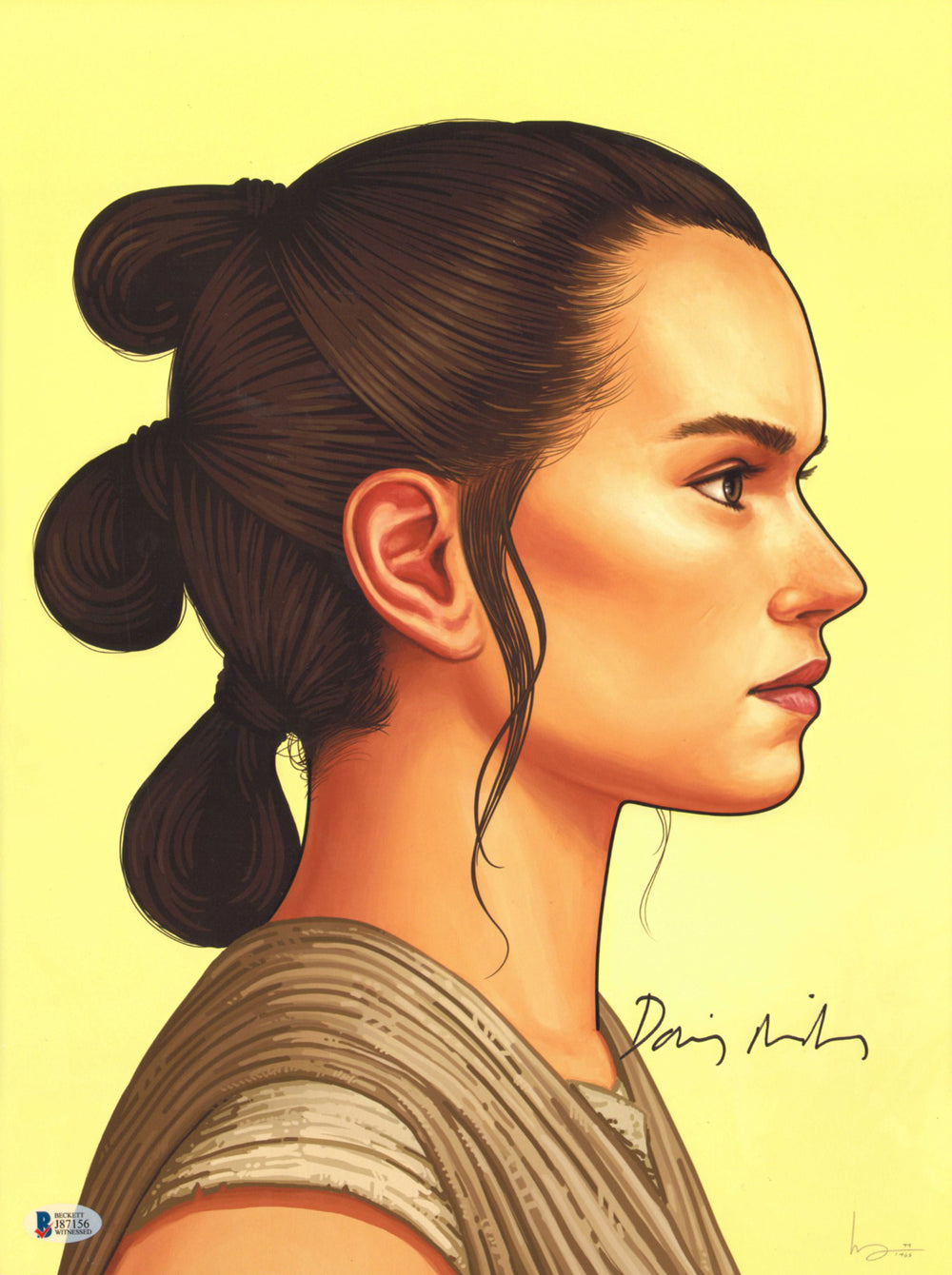 Daisy Ridley as Rey in Star Wars: The Force Awakens (Beckett) Signed 12x16 Art Print #79/1465