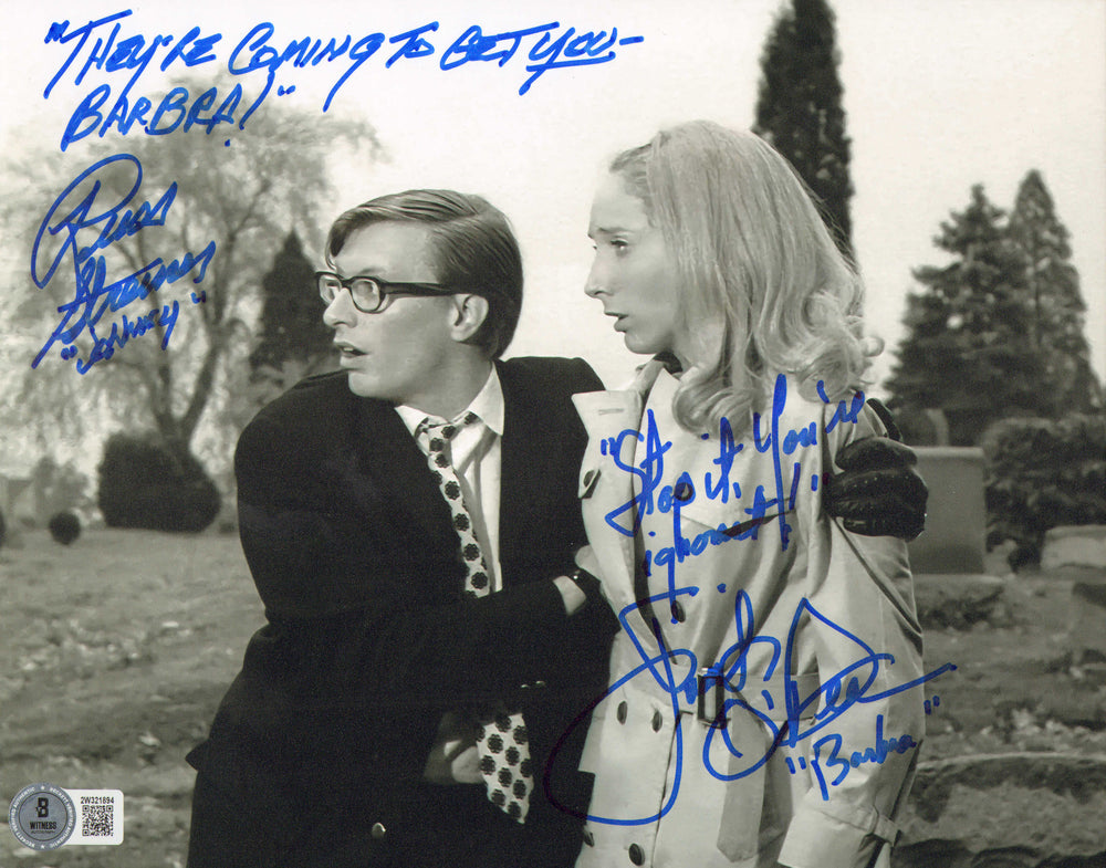 Judith O'Dea as Barbra & Russell Streiner as Johnny in Night of the Living Dead (Beckett) Signed 8x10 Photo with Character Names & Quotes