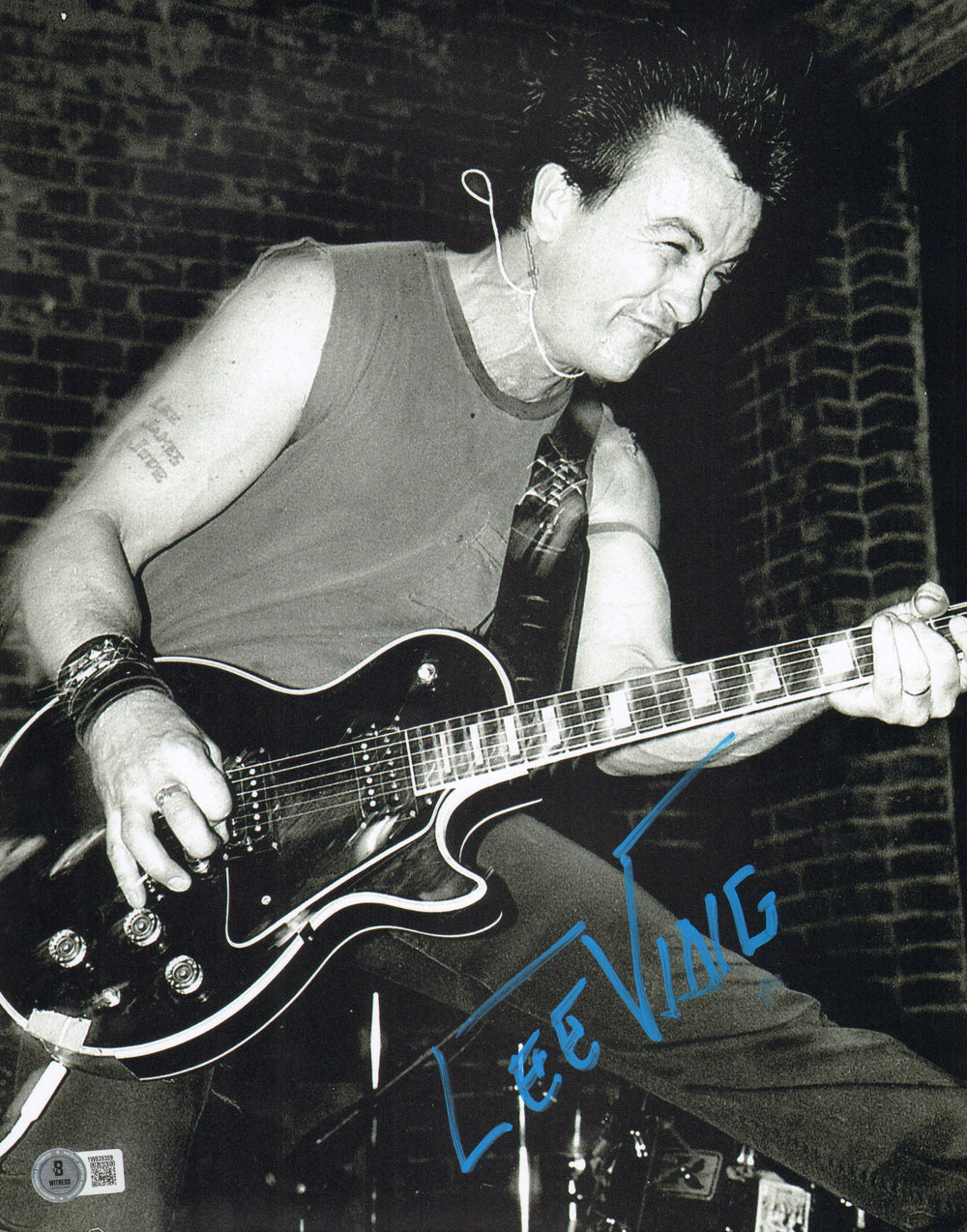Lee Ving Guitarist of Fear (Beckett) Signed 11x14 Photo