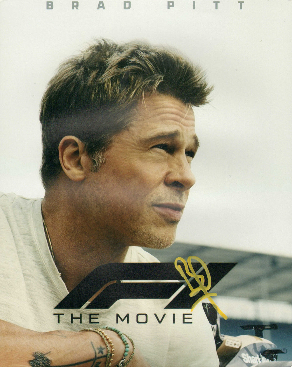 Brad Pitt as Sonny Hayes in F1 Signed 8x10 Photo