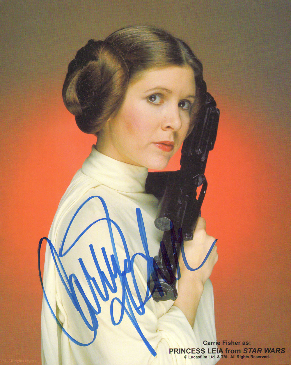 Carrie Fisher as Princess Leia in Star Wars: A New Hope Signed 8x10 Photo