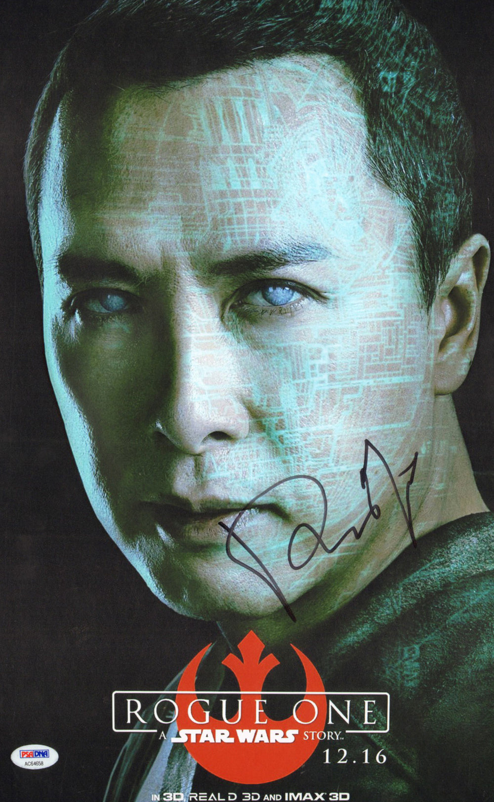 Donnie Yen as Chirrut Îmwe in Rogue One: A Star Wars (PSA) Signed 11x17 Mini Poster