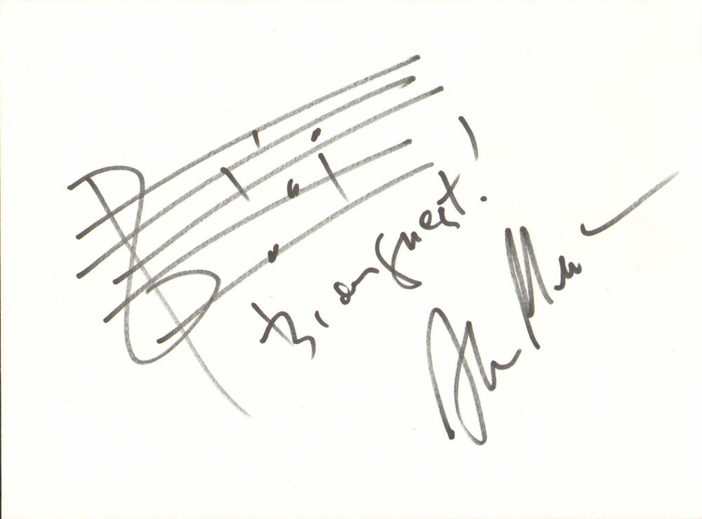 Alan Menken Composer of Beauty and the Beast (SWAU) Signed 6x8 Index Card with Hanwritten AMQS Music Notes of Be Our Guest
