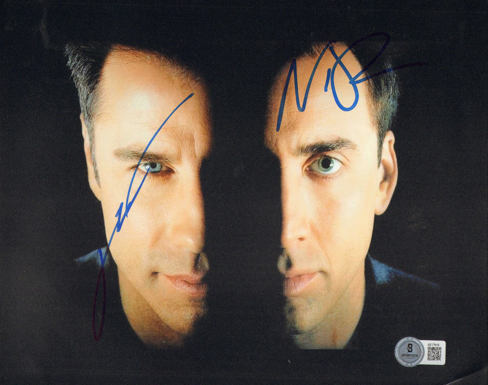 John Travolta as Sean Archer & Nicolas Cage as Castor Troy in Face/Off (Beckett) Signed 8x10 Photo