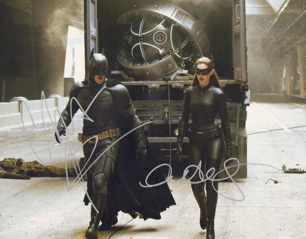 Christian Bale as Batman & Anne Hathaway as Catwoman in The Dark Knight Rises Signed 11x14 Photo