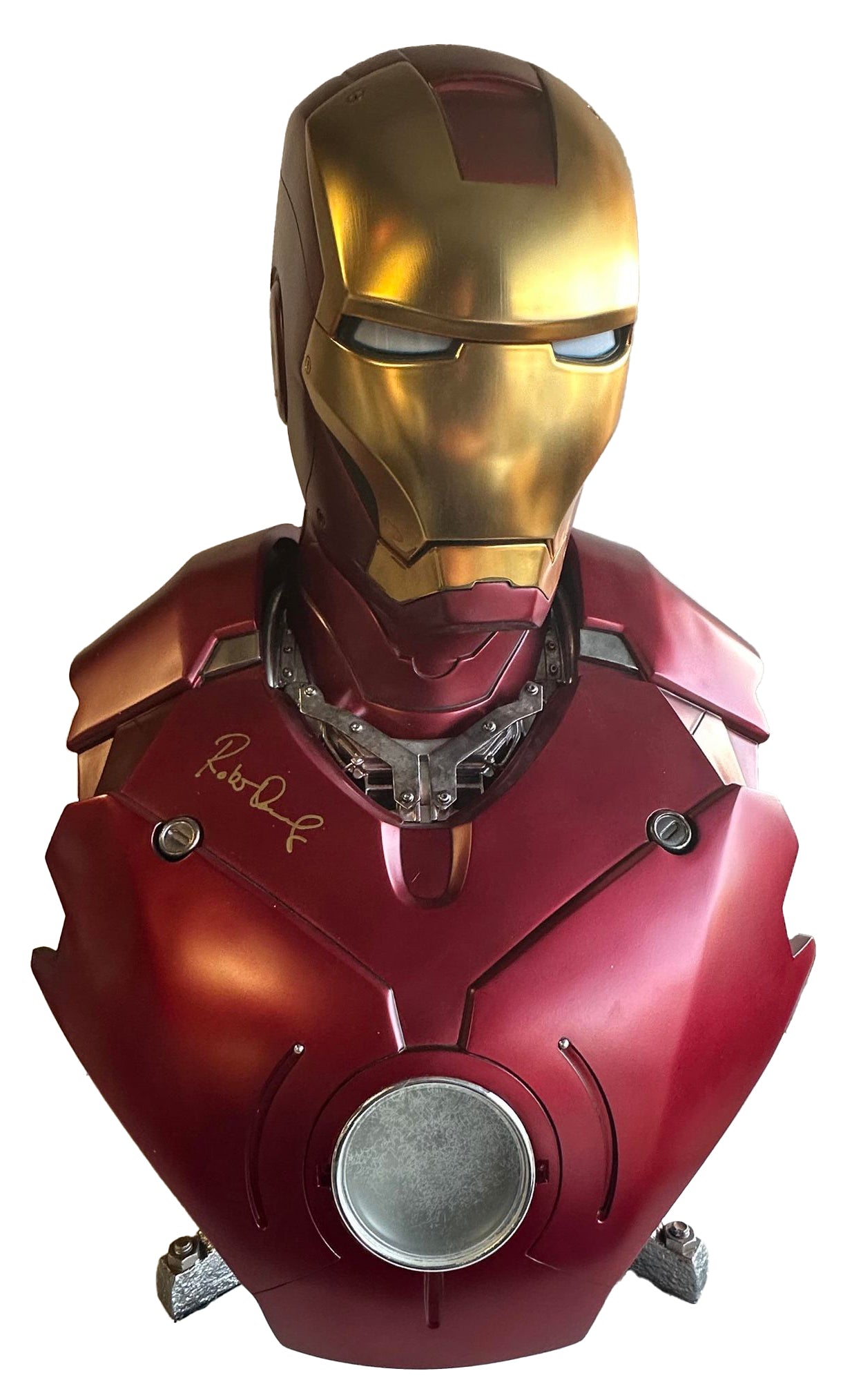 
                  
                    Iron Man Mark III Life-Size Bust Armor by Sideshow (SWAU) Signed by Robert Downey Jr.
                  
                