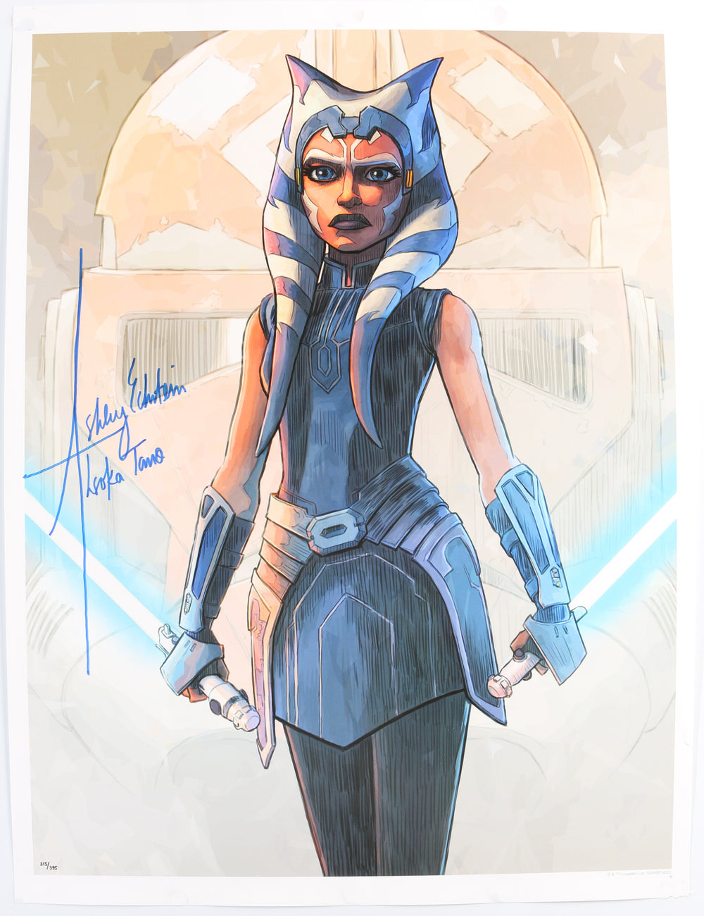 Ashley Eckstein as Ahsoka Tano in Star Wars: The Clone Wars Signed 18x24 Brent Woodside 'Loyalty' Art Print #315/395 with Character Name