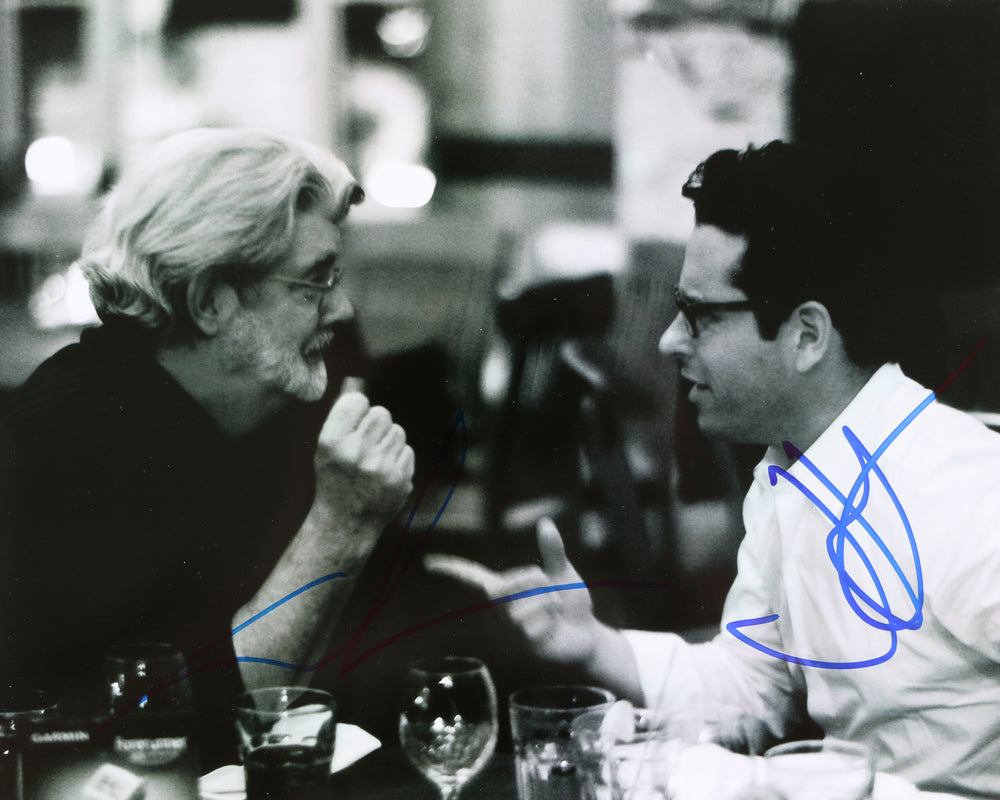 George Lucas Creator / Director of Star Wars with J.J. Abrams Director of Star Wars: The Force Awakens Signed 8x10 Photo