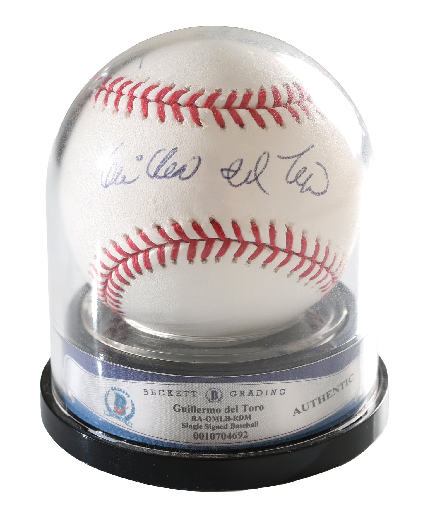 
                  
                    Guillermo del Toro Director of Hellboy, Pan's Labyrinth, The Shape of Water, Blade II, & Pacific Rim (Beckett Ball Dome) Signed Rawlings Official MLB Baseball with Self Portrait Sketch Art Drawing
                  
                