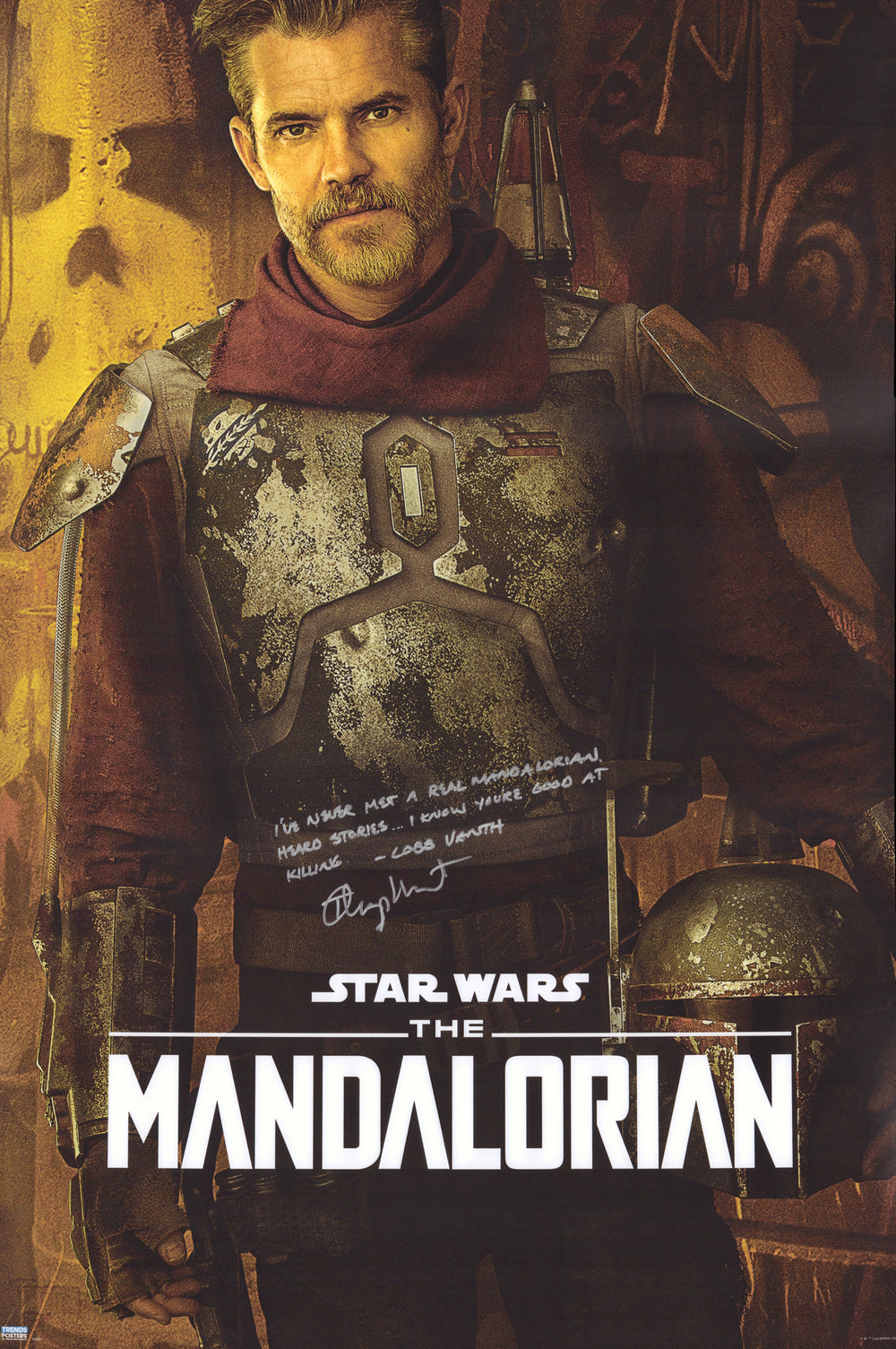 Timothy Olyphant as Cobb Vanth in Star Wars: The Mandalorian (SWAU) Signed Poster with Character Name & Long Quote