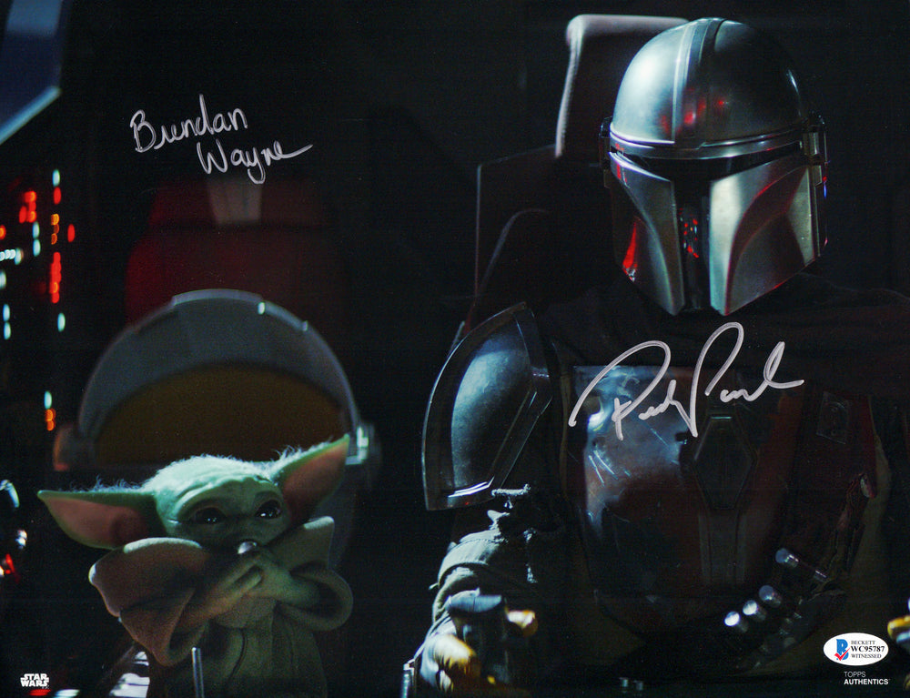 Pedro Pascal & Brendan Wayne as The Mandalorian in Star Wars: The Mandalorian (Beckett Witnessed) Signed 11x14 Photo