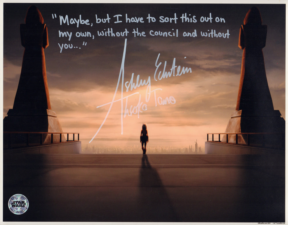 Ashley Eckstein as Ahsoka Tano in Star Wars: The Clone Wars (Official Pix) Signed 11x14 Photo with Character Name & Quote