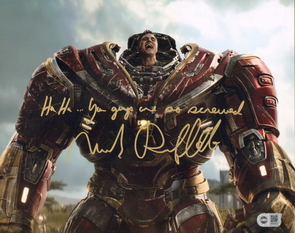 Mark Ruffalo as Bruce Banner in Hulkbuster Armor in Avengers: Infinity War (SWAU) Signed 11x14 Photo with Quote