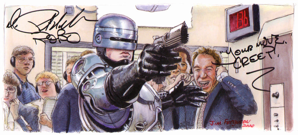 Peter Weller as RoboCop in RoboCop Signed 11x5 Jim Ferguson Art Print with Character Name & Quote