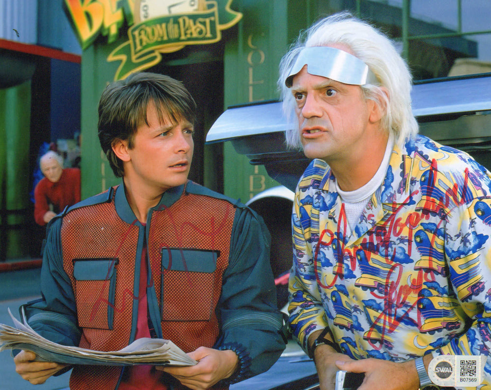 Michael J. Fox as Marty McFly & Christopher Lloyd as Doc Brown in Back to the Future Part II (SWAU) Signed 8x10 Photo