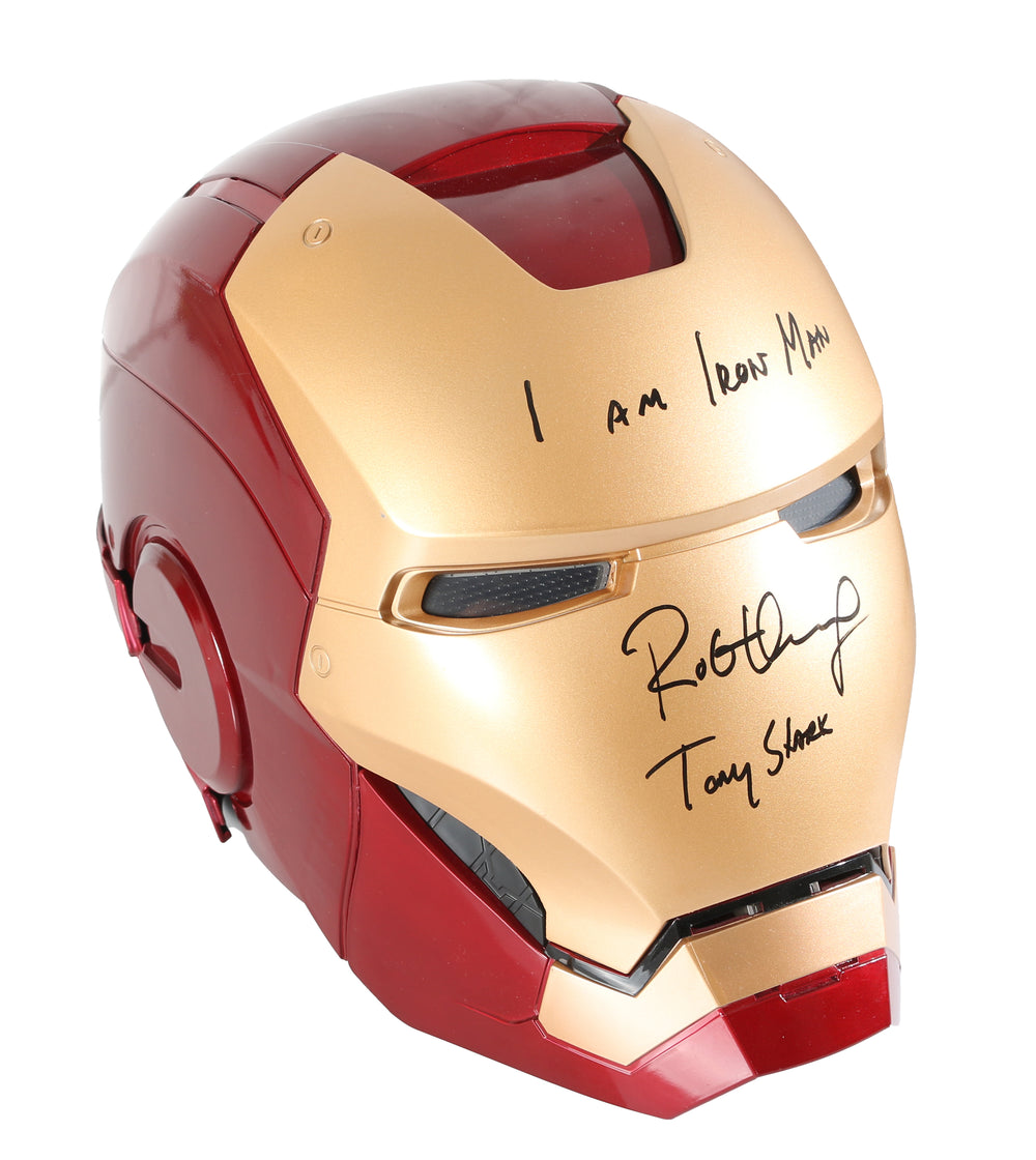 Iron Man Prop Replica Hasbro Legends Series Electronic Helmet (SWAU) Signed by Robert Downey Jr. with Character Name & Quote