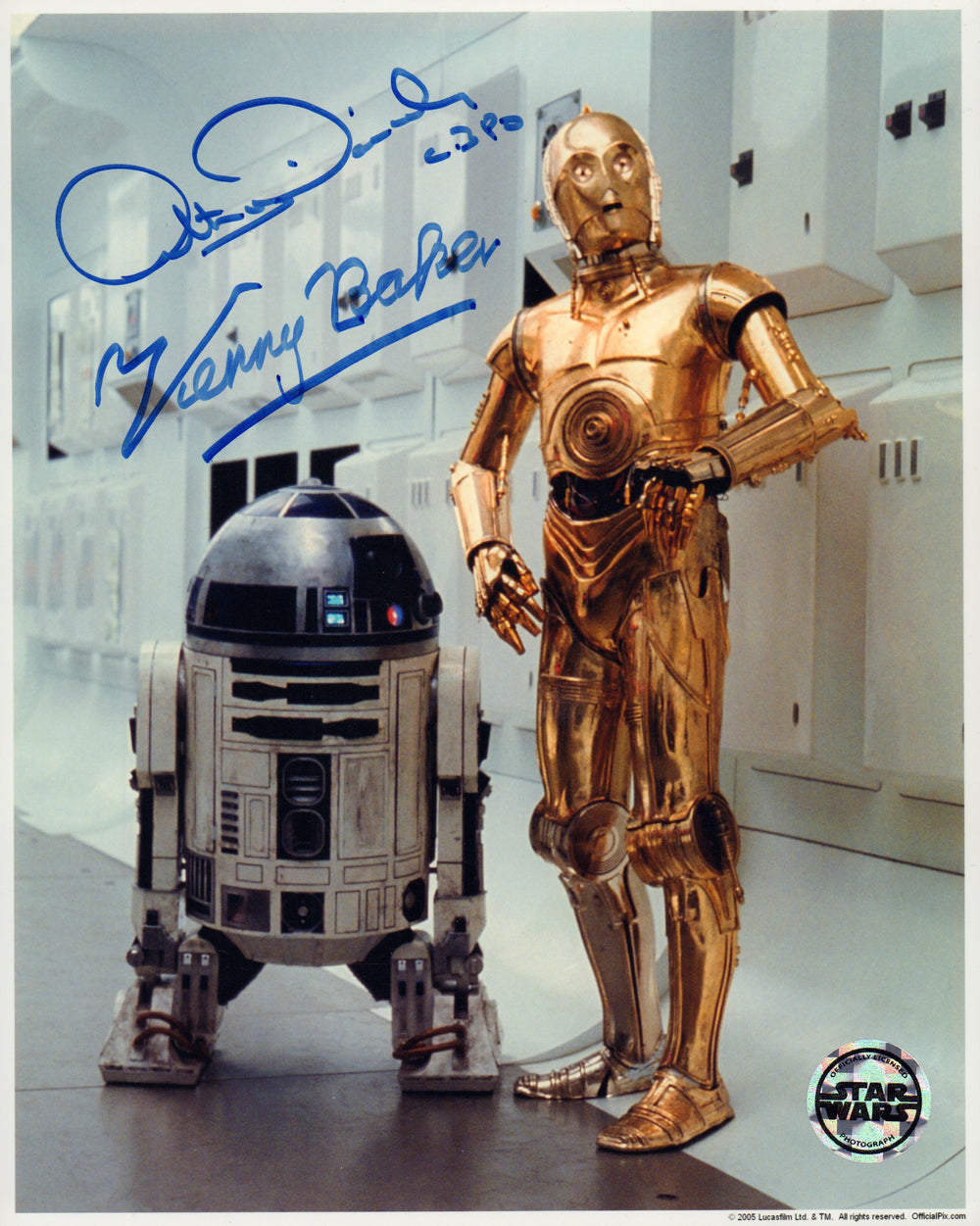 Anthony Daniels as C-3PO & Kenny Baker as R2-D2 in Star Wars: A New Hope (Official Pix) Signed 8x10 Photo