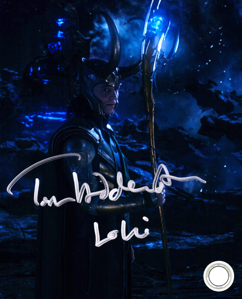 Tom Hiddleston as Loki in The Avengers 8x10 (SWAU) Photo Signed with Character Name