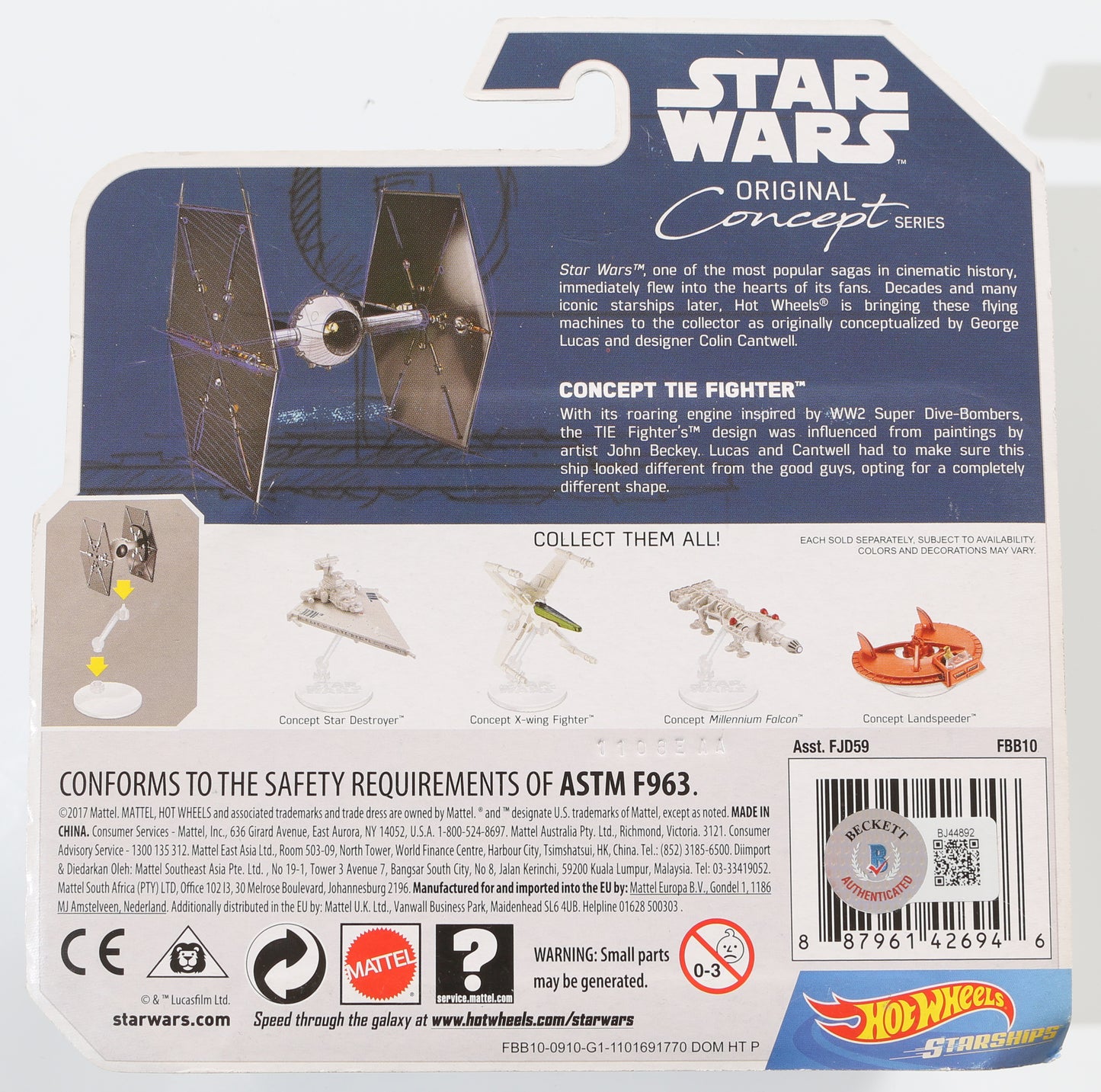 
                  
                    Colin Cantwell Star Wars: A New Hope Concept Designer Tie Fighter Hot Wheels Mattel Signed Action Figure
                  
                