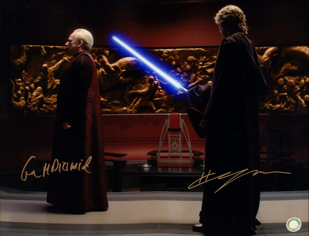 Ian McDiarmid as Supreme Chancellor Palpatine & Hayden Christensen as Anakin Skywalker in Star Wars Episode III: Revenge of the Sith (SWAU) Signed 16x20 Photo