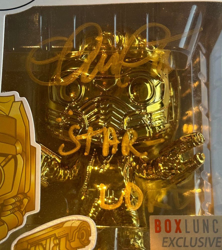 
                  
                    Chris Pratt as Star-Lord Marvel the First Ten Years (SWAU) Signed POP! Gold Funko #353 with Character Name
                  
                