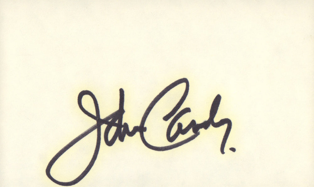 John Candy from Spaceballs, Planes Trains and Automobiles, National Lampoon's Vacation, & Home Alone Signed 5x3 Index Card