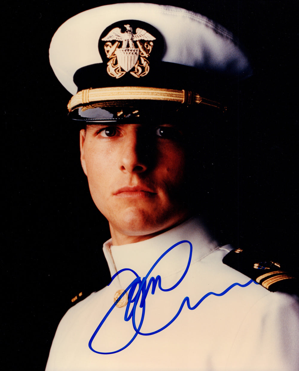 Tom Cruise as Maverick Wearing Navy Dress Uniform in Top Gun Signed 8x10 Photo