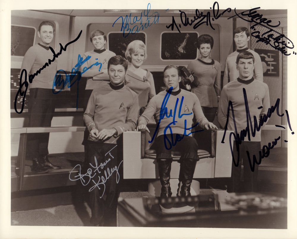 Star Trek: The Original Series 8x10 Photo Cast Signed by William Shatner, Leonard Nimoy, DeForest Kelley, James Doohan, Nichelle Nichols, Walter Koenig, George Takei, & Majel Barrett