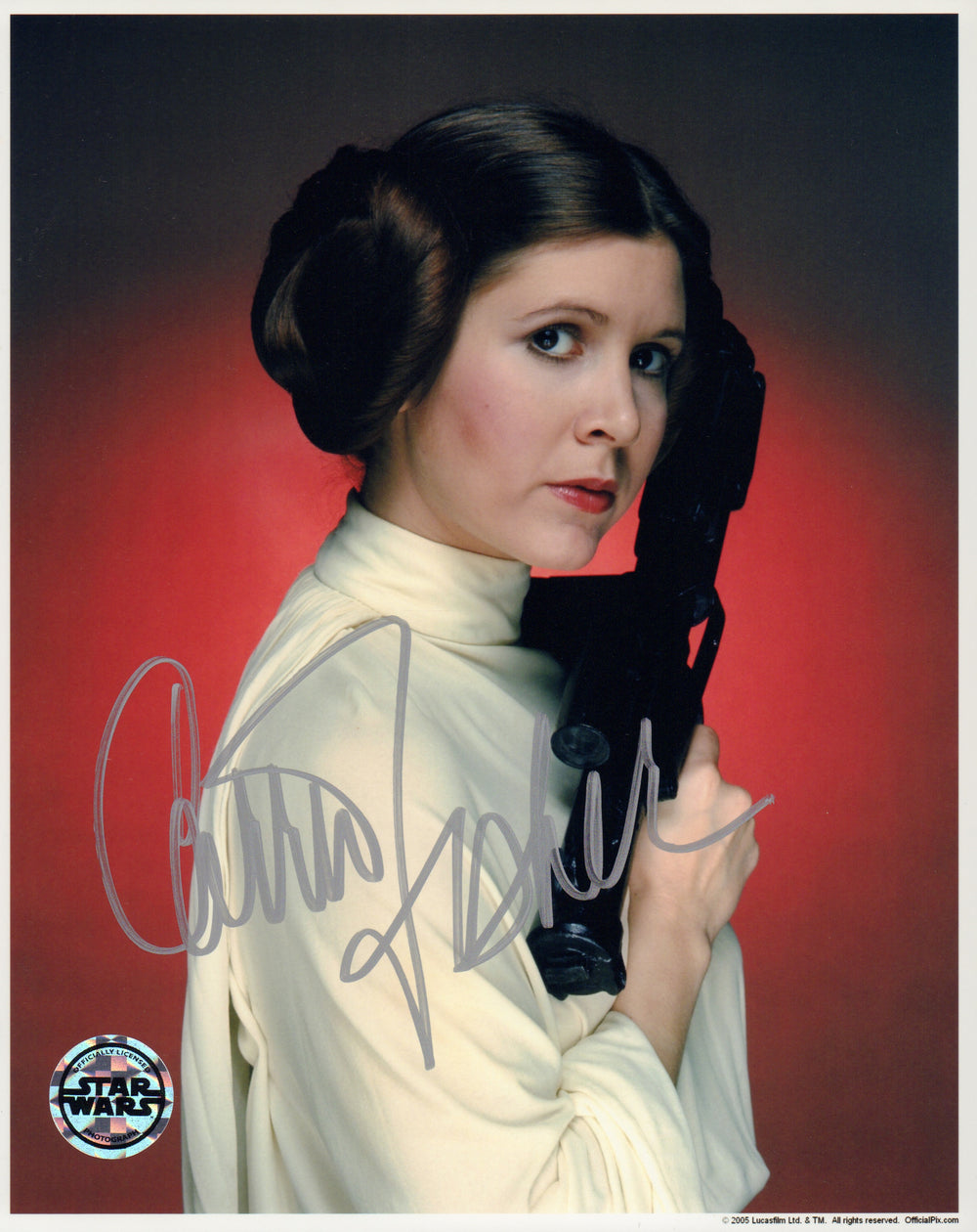 Carrie Fisher as Princess Leia in Star Wars: A New Hope Signed (Official Pix) 8x10 Photo