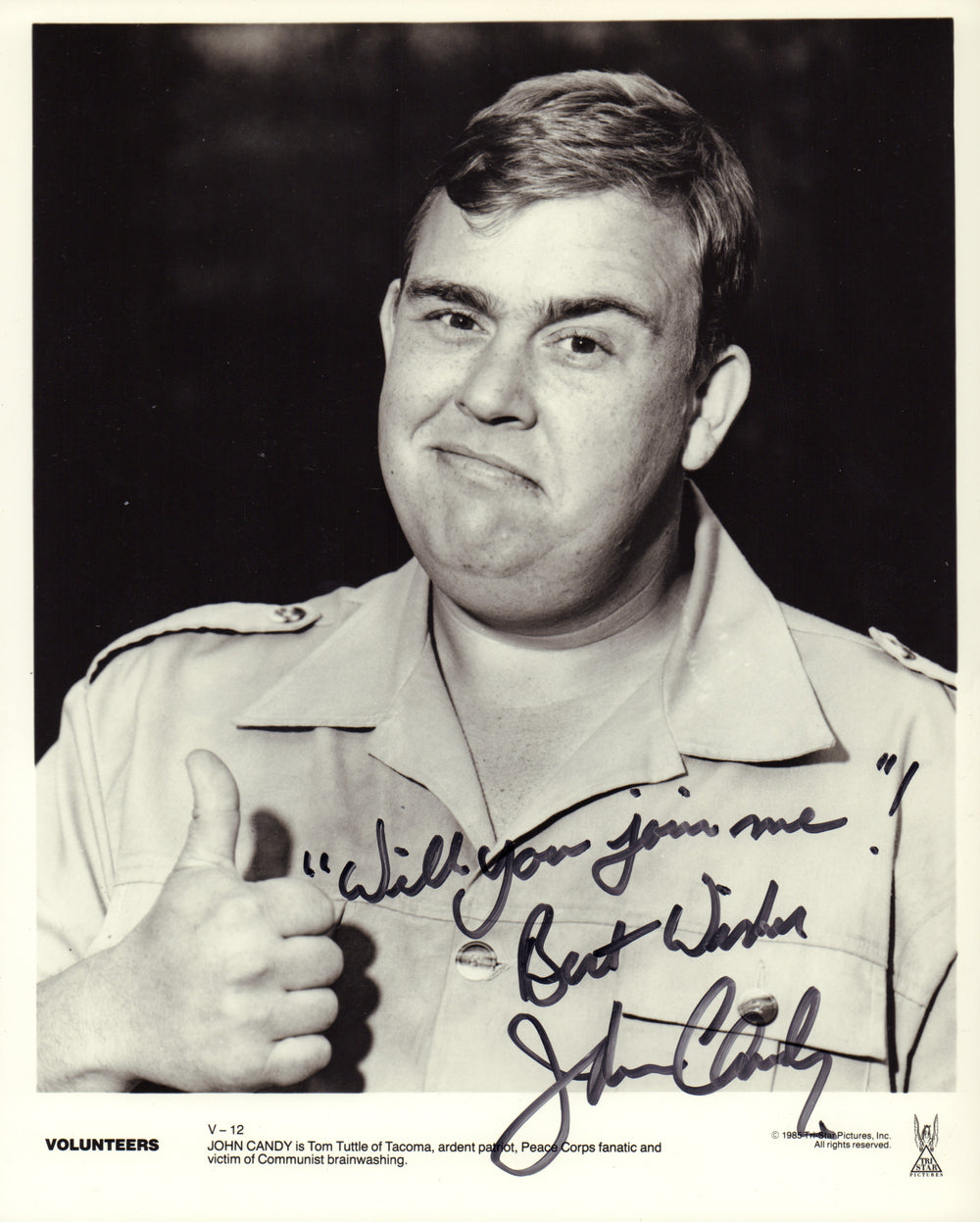 John Candy as Tom Tuttle in Volunteers Signed 8x10 Press Photo