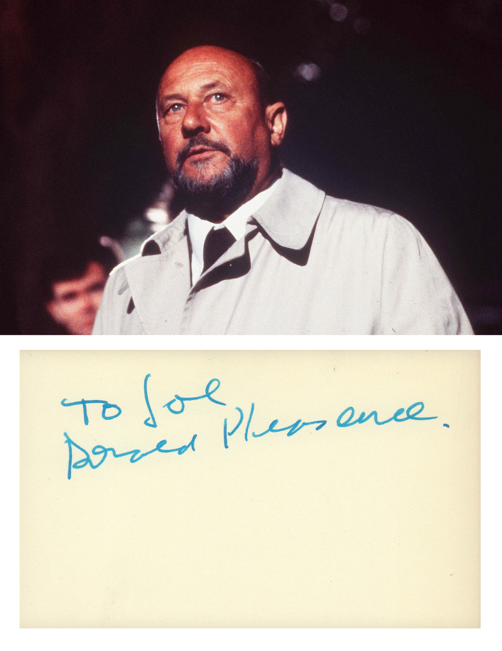 Donald Pleasence from Halloween, James Bond, & Escape from New York Signed 5x3 Index Card