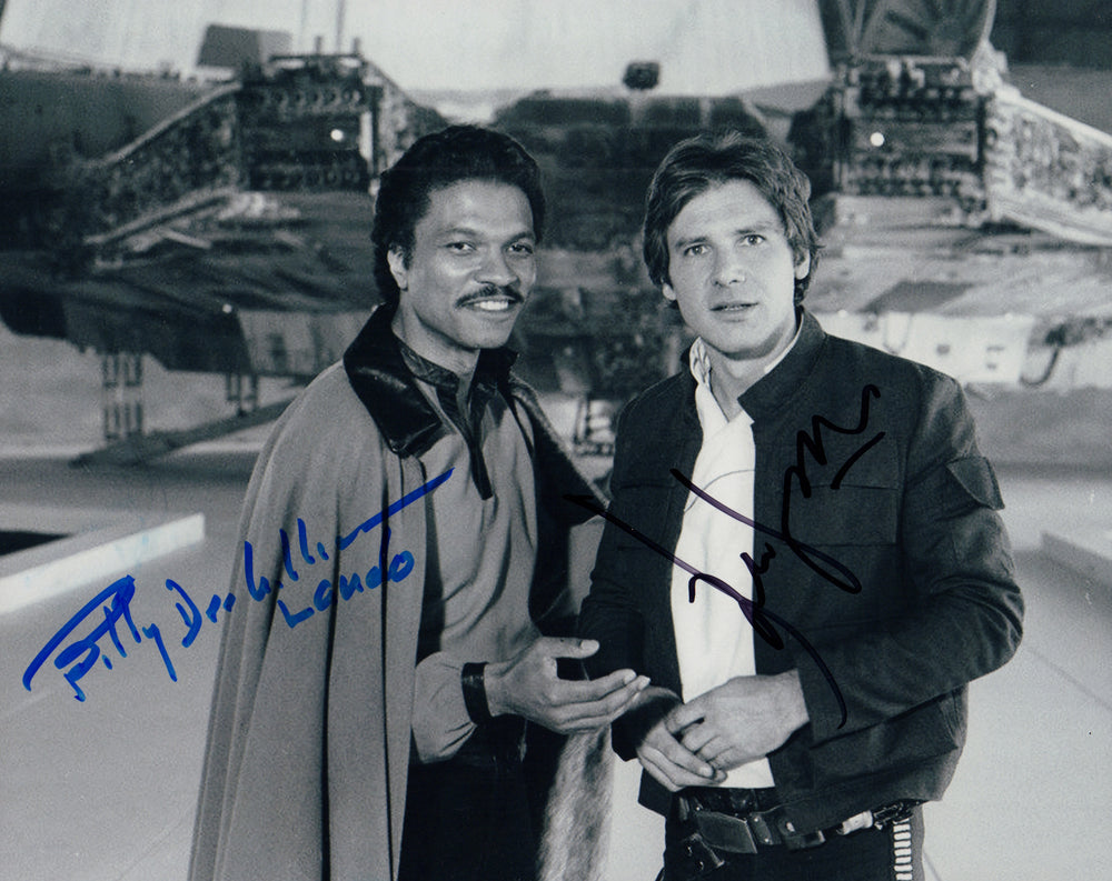 Harrison Ford as Han Solo & Billy Dee Williams as Lando in Star Wars: The Empire Strikes Back Signed 8x10 Photo