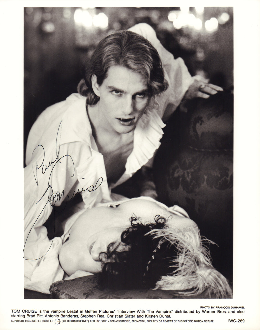 Tom Cruise as Lestat in Interview with the Vampire Signed 8x10 Photo