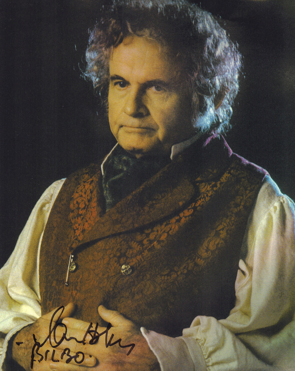Ian Holm as Bilbo Baggins in The Lord of the Rings: The Fellowship of the Ring Signed 8x10 Photo with Character Name